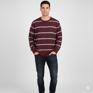 NEW Urban Pipeline Red Gray Striped Long Sleeve Crewneck Sweater XL